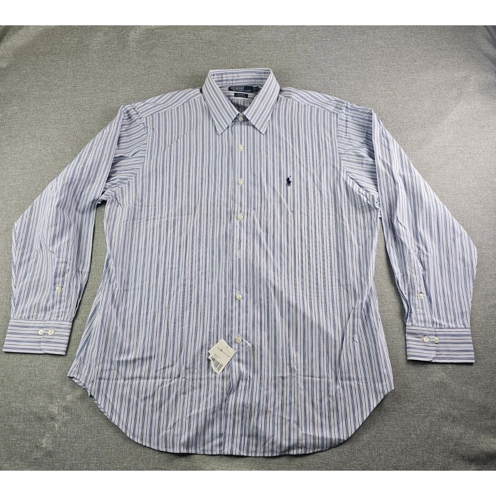 Vtg Polo Ralph Lauren Andrew Shirt Men 17 Striped Button Down Long Sleeve Pony